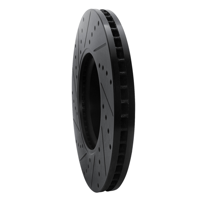 Audi A4 Brake Rotor (1) - Front Right - R1 Concepts - Drilled & Slotted - Black - `11-`17